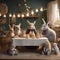 Whimsical tea party with talking animals Delightful and charming scene suitable for childrens designs1