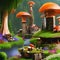 A whimsical village nestled among towering mushrooms, inhabited by tiny, whimsical creatures4, Generative AI