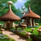 A whimsical village nestled among towering mushrooms, inhabited by tiny, whimsical creatures5, Generative AI