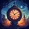 Whimsical vintage clock with captivating characters and enchanting tales