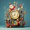 Whimsical Vintage Clock Orchestra