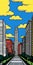 Whimsical Wall Street: A Pop Art Illustration Of Boston In Lichtenstein Style