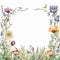 Whimsical Watercolor Border Of Meadow Flowers: A Naturalistic Nostalgia