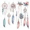 Whimsical Watercolor Dream Catchers Set With Soft Pastel Colors