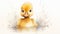 Whimsical Watercolor Duckling Fluff Waddling Happily on White Background AI Generated