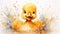 Whimsical Watercolor Duckling Fluff Waddling Happily on White Background AI Generated