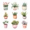 Whimsical Watercolor Flowering Plants Collection With Soft Pastel Colors