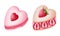 Whimsical watercolor heart shaped strawberry macarons with cream clipart set.Valentine dessert clipart