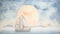 Whimsical Watercolor Illustration Of A Serene Moon Boat