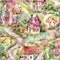 Whimsical watercolor seamless pattern with fairy houses. Intricate background with fairyland, elven houses for gift wrap.