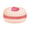 Whimsical watercolor vanilla macaron with strawberry cream clipart. Valentine snack illustration