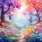 Whimsical Watercolor Wonderland: A Burst of Vibrant Spring Blossoms