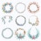 Whimsical Watercolour Wreaths Set In Soft Pastel Colors