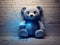 Whimsical Waves: Laser Drawing of Teddy Bear Love in Blue