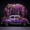 Whimsical Wedding Vehicle Adorned with Wisteria Flowers