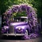 Whimsical Wedding Vehicle Adorned with Wisteria Flowers