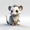 Whimsical White Rat For 3d Game: Cute Opossum In Fantasy Style