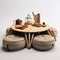 Whimsical Wilderness Outdoor Wooden Table With Bean Bag Chairs
