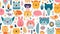Whimsical Wildlife: Colorful Cartoon Background with Cute Animal Patterns