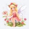 Whimsical winged fantasia, colorful illustration of cute fairies with playful wings and fantastical flower charms