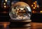 Whimsical Winter Wonderland: A Closeup Snow Globe House with a M