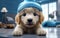 Whimsical wonder: adorable animation brings to life a cute and funny golden retriever puppy in a charming cartoon