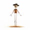 Whimsical Wooden Man With Hat And Cane Standing In Grass