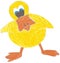 Whimsical yellow Duck hand drawn