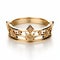 Whimsical Yellow Gold Crown Ring With Celestialpunk Charm