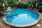 Whimsically curved pool with clear water