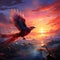 Whimsy of dusk Cloud formation paints abstract bird during mesmerizing sunset