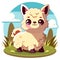 Whimsy on the Hill: Cute and Kawaii Baby Llama Illustration