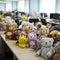 Whimsy at Work: Stuffed Animals Transform Desk in Open Office