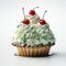 Whipped Cream Cupcake With Cherries On Transparent Background