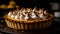 Whipped cream tops fresh baked pumpkin pie generated by AI