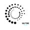 WHIRL DOTTED CIRCLE. HALFTONE DESIGN ELEMENTS. ISOLATED VECTOR ON WHITE BACKGROUND