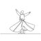 Whirling dervish vector drawing. Vector illustration drawn with one line