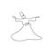 whirling dervish vector drawing. Vector illustration drawn with one line
