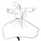 The whirlwind dances of the dervishes are one of the famous sights of Istanbul. Sketch drawing style isolated on