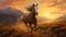 Whirly Horse: Spectacular Realistic Fantasy Artwork With Amber Sunset