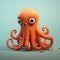 Whirly Orange Octopus: A Vibrant 3d Illustration By Patrick Brown