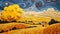 Whirly Yellow Landscape: Emotive Realism With Surrealistic Elements