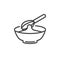 Whisk mixing bowl line icon