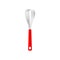 Whisk steel vector icon. Cartoon whisk with red handle outline cooking symbol illustration