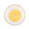 Whisked eggs in a glass bowl isolated