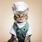 Whiskered Gourmet: Cat in Chef Costume Isolated on White Background. Generative ai