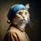 The Whiskered Masterpiece: A Cat\\\'s Interpretation of Girl with a Pearl Earring