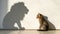 Whiskered Mirage: The Little Cat with a Lion's Shadow