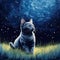 Whiskered Wanderer Kitten in the Night Grass