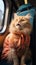 Whiskered wanderlust Funny cat indulges in a lighthearted travel journey